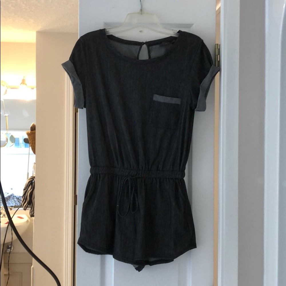 ShoSho Short Sleeve Denim-Like Romper